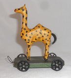 Unusual 1982 Painted Carved Wood Folk Art Camel Pull Toy Walter & June Gottshall