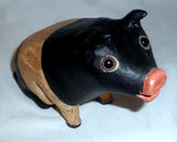 1990 Hand Carved Wood Polychrome Painted Folk Art Pig Walter & June Gottshall