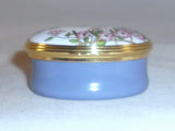 Halcyon Days Enamels England Enameled Oval Box Floral Decoration Motto "My Wife"