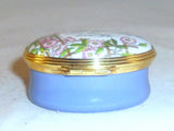 Halcyon Days Enamels England Enameled Oval Box Floral Decoration Motto "My Wife"
