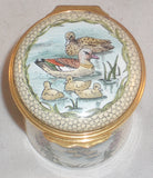Halcyon Days Enamels England Tall Cylindrical Box Ducks and Their Chicks in Box