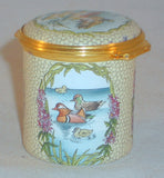 Halcyon Days Enamels England Tall Cylindrical Box Ducks and Their Chicks in Box