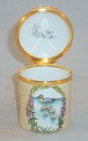Halcyon Days Enamels England Tall Cylindrical Box Ducks and Their Chicks in Box
