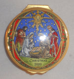Halcyon Days Enamels England Round Box Christmas 2000 In Original Red Gift Box