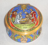 Halcyon Days Enamels England Round Box Christmas 2000 In Original Red Gift Box