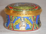 Halcyon Days Enamels England Round Box Christmas 2000 In Original Red Gift Box