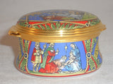 Halcyon Days Enamels England Round Box Christmas 2000 In Original Red Gift Box