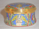Halcyon Days Enamels England Round Box Christmas 2000 In Original Red Gift Box