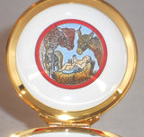 Halcyon Days Enamels England Round Box Christmas 2000 In Original Red Gift Box