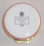 Halcyon Days Enamels England Round Box Christmas 2000 In Original Red Gift Box