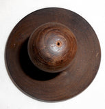 Turned Carved Wood Single Piece Butter Print Heart Design w/ Unidentified Symbol