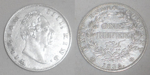 Nice 1835 British India Milled Silver Coin One Rupee King William III KM 450.3
