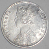 1891 Coin India British Occupation Silver One Rupee Queen Victoria Empress XF++