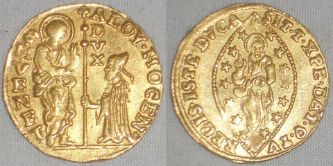 1763-1778 Gold Coin Venice Italy Zecchino or Ducat Alvise Mocenigo IV KM 671 XF+
