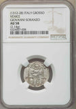 1312-28 Lightly Toned Silver Coin Venice Italy Grosso Giovanni Soranzo NGC AU58