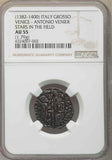 1382-1400 Dark Toned Silver Coin Venice Italy Grosso Antonio Venier NGC AU55