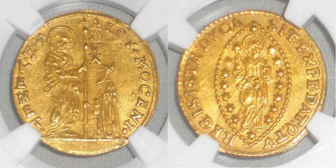 1700-09 Gold Coin Venice Italy Zecchino or Ducat Alvise Mocenigo II KM 460 MS61