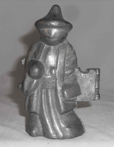 Vintage S & Co Pewter Ice Cream Candy Mold Oriental Man with Hat and Lantern