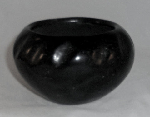 Old Native American Black Pottery Pot Slanted Pinch Pattern Decoration