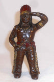 Antique Hubley Painted Cast Iron Standing Indian with Tomahawk Still Penny Bank