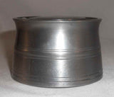 Antique Continental Pewter Inkwell Round Base and Hinged Lid W/ Porcelain Insert