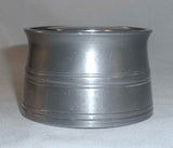 Antique Continental Pewter Inkwell Round Base and Hinged Lid W/ Porcelain Insert