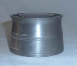 Antique Continental Pewter Inkwell Round Base and Hinged Lid W/ Porcelain Insert