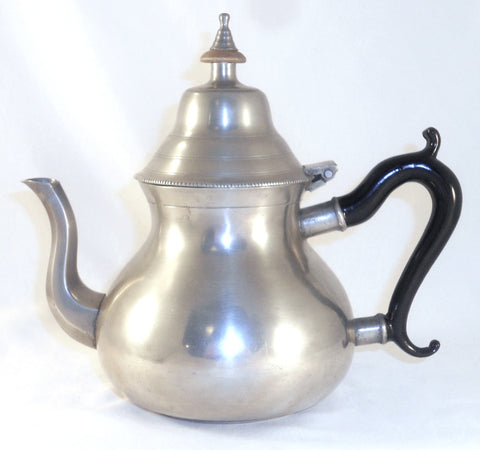 Antique 1825-37 Pear-Shaped Pewter Teapot Josiah Danforth Middletown Connecticut