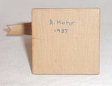 1987 Pennsylvania Folk Art Carved Painted Bird on Top of Heart By Alan Kohr