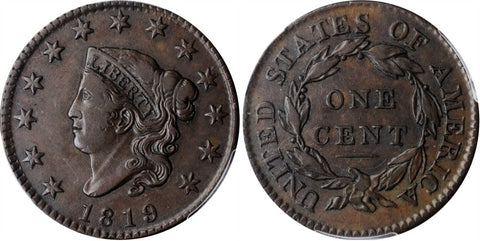 1819 Small Date Liberty Head Large Cent Matron Head Design PCGS VF 30
