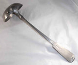 Large English Antique Pewter Victorian Soup Ladle Straight Handle and Large Bowl