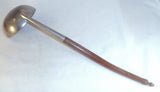 Antique Unmarked Pewter Ladle with Wooden Handle and Hemispherical Shaped Bowl