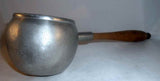 Antique Unmarked Pewter Ladle with Wooden Handle and Deep Ball Shaped Bowl