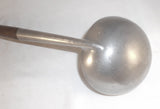 Antique Unmarked Pewter Ladle with Wooden Handle and Hemispherical Shaped Bowl