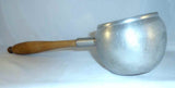 Antique Unmarked Pewter Ladle with Wooden Handle and Deep Ball Shaped Bowl