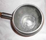 Antique Unmarked Pewter Ladle with Wooden Handle and Deep Ball Shaped Bowl