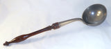 Antique Heavy Pewter Ladle w/ Hardwood Handle & Thick Hemispherical Shaped Bowl