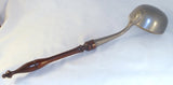 Antique Heavy Pewter Ladle w/ Hardwood Handle & Thick Hemispherical Shaped Bowl