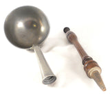 Antique Heavy Pewter Ladle w/ Hardwood Handle & Thick Hemispherical Shaped Bowl