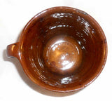 Old Pennsylvania Redware Glazed Brown Large Mug Manganese Decoration Dated 1876