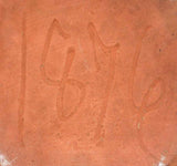 Old Pennsylvania Redware Glazed Brown Large Mug Manganese Decoration Dated 1876
