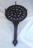 Antique Large Heavy Cast Iron Trivet Pinwheel Design 1 1/2" Legs and Long Handle