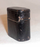 Antique Leather Covered Metal Match Safe or Vesta Push Button & Internal Striker