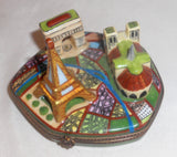 Vintage Limoges France Hand Painted Box Paris Metro Map & Scenes Signed F.R.