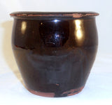 Old Pennsylvania Christian Link Redware Lead & Manganese Glazed Small Jelly Jar