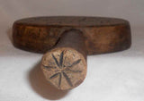 Antique Carved Wood Primitive Lollipop Butter Print PA Dutch Pinwheel Design