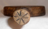 Antique Carved Wood Primitive Lollipop Butter Print PA Dutch Pinwheel Design