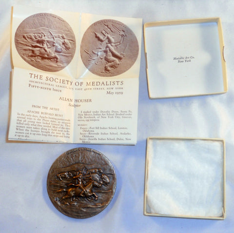 1959 Medal Society of Medalists 59th Issue Apache Buffalo Hunt & Dance by Houser