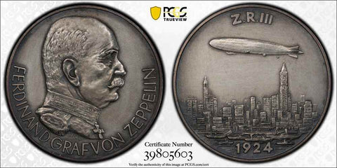 Germany 1924 Silver Medal LZ-126 Zeppelin Transatlantic Flight Graf von Zeppelin