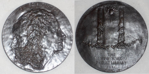 1961 Large Bronze Medal New York Public Library 50th Anniversary Leonard Baskin